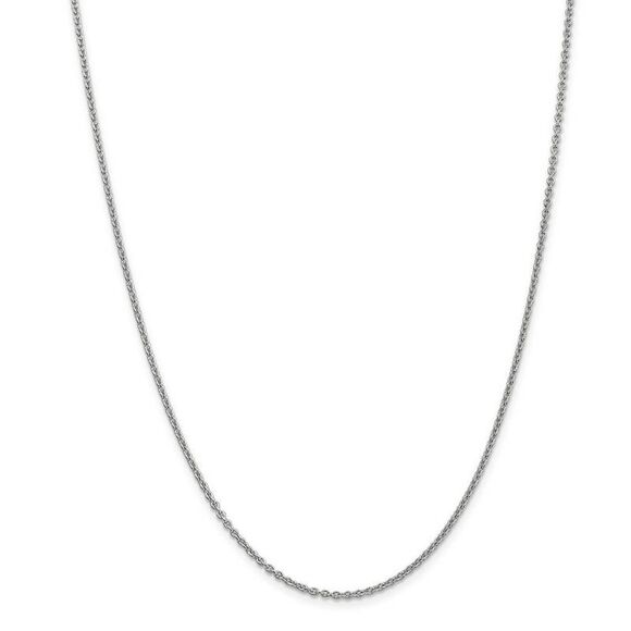 1.8mm, 14k White Gold, Solid Cable Chain Necklace, 24 Inch - Picture 3 of 8